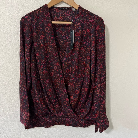 T Tahari Tops - T Tahari Surplice Long Sleeve Blouse Dark Retro Floral Office NWT-Small